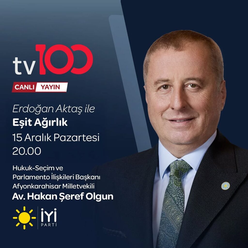 Afyonkarahisar Milletvekili TV100’de Erdoğan Aktaş’ın Programına Konuk Olacak