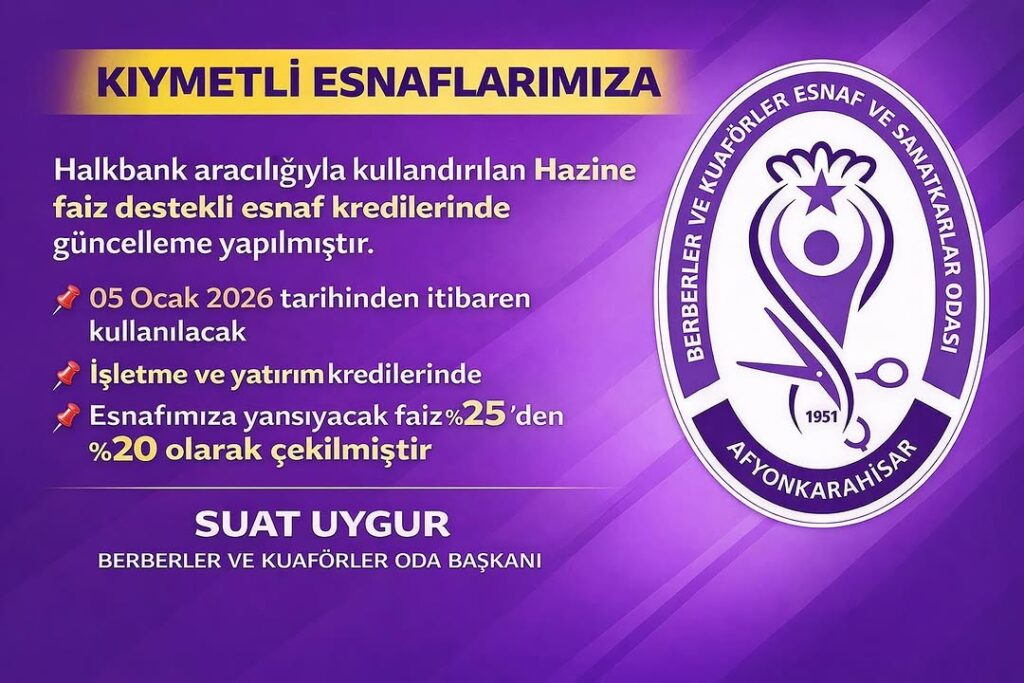 Hazine Faiz Destekli Esnaf Kredilerinde Güncelleme!