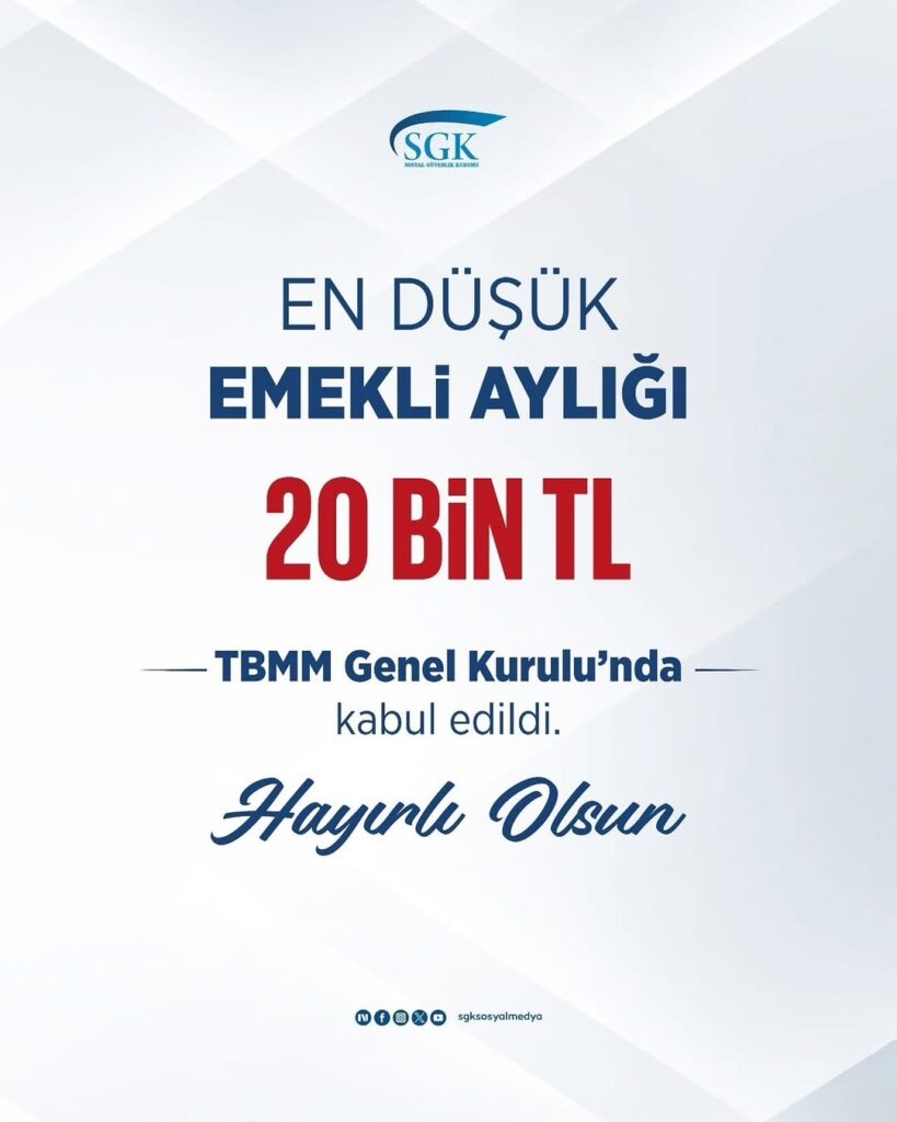 TBMM Genel Kurulu’nda En Düşük Emekli Aylığı 20 Bin TL’ye Yükseltildi