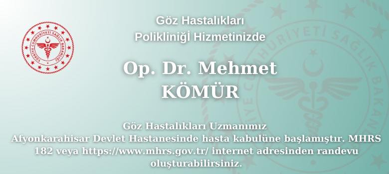 Afyonkarahisar Devlet Hastanesi Göz Hastalıkları Polikliniği Hizmetinizde