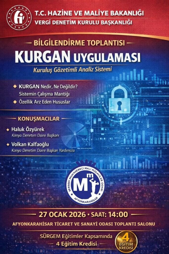 Afyonkarahisar Mali Müşavirler Odası tarafından düzenlenecek KURGAN Uygulaması Eğitimi