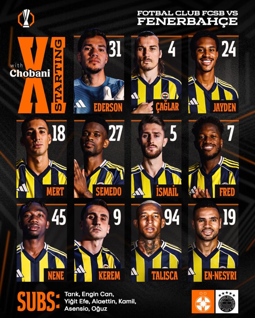Fenerbahçe’nin FCSB Maçı İlk 11’i Belli Oldu