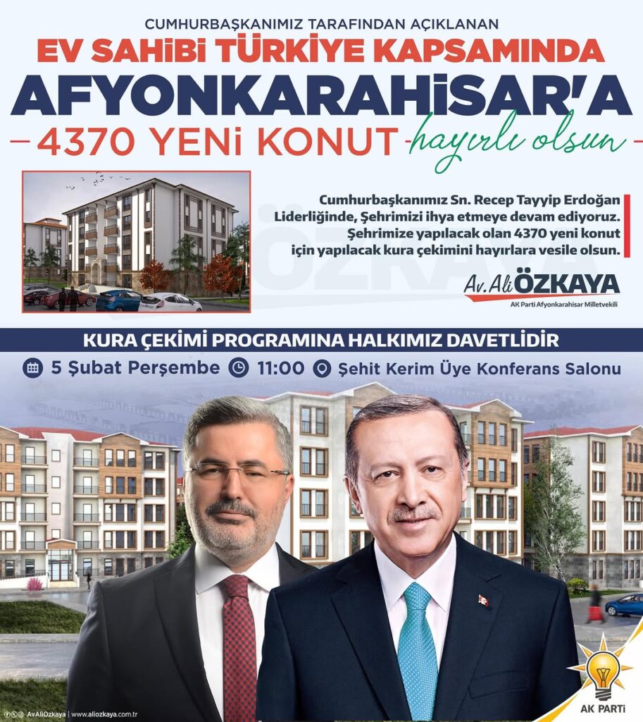 Cumhurbaşkanı Erdoğan’dan Afyonkarahisar’a 4.370 Yeni TOKİ Konutu Müjdesi