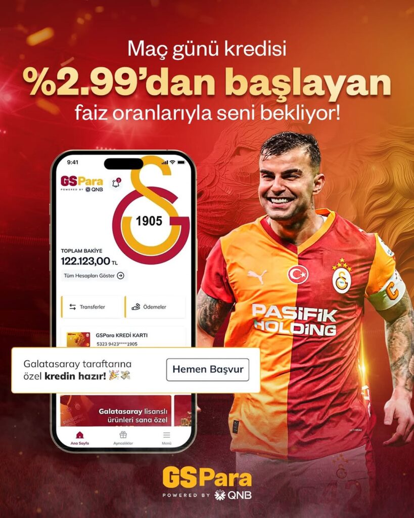 Galatasaray Spor Kulübü Maç Gününe Özel Kredi Fırsatı Sunuyor!