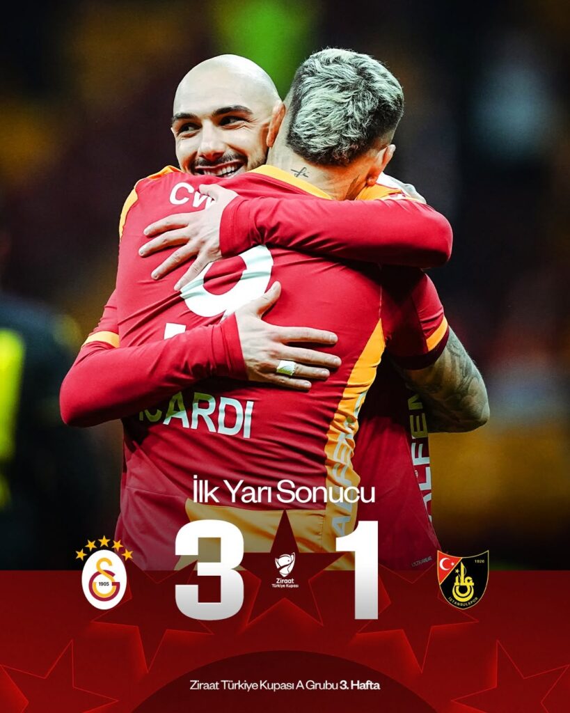 Galatasaray İstanbulspor Maçında İlk Yarıyı 3-1 Önde Tamamladı