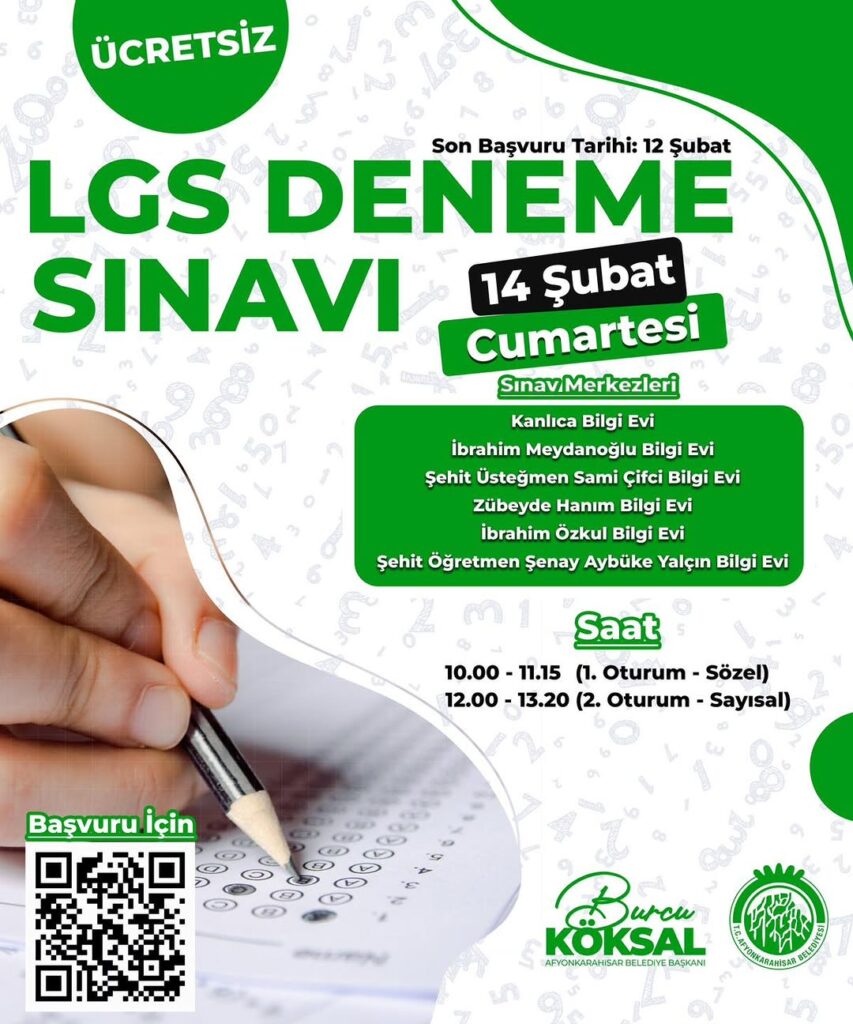 Afyonkarahisar Belediyesi’nden Ücretsiz LGS Deneme Sınavları Duyurusu