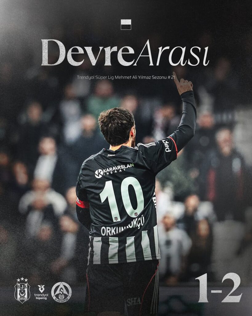 Beşiktaş 1-2 Corendon Alanyaspor Maçında İlk Yarı Sonuçlandı