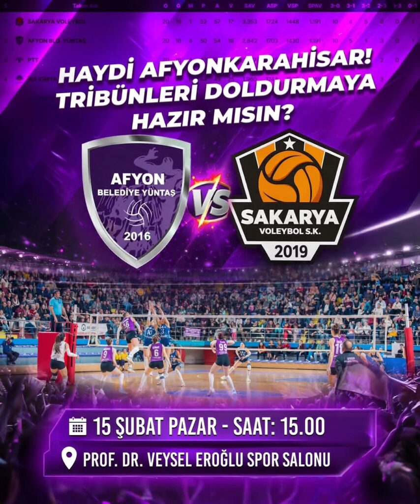 Afyon Belediye Yüntaş Takımı, Sakarya Voleybol Spor Kulübü Karşısında Sahaya Çıkıyor!