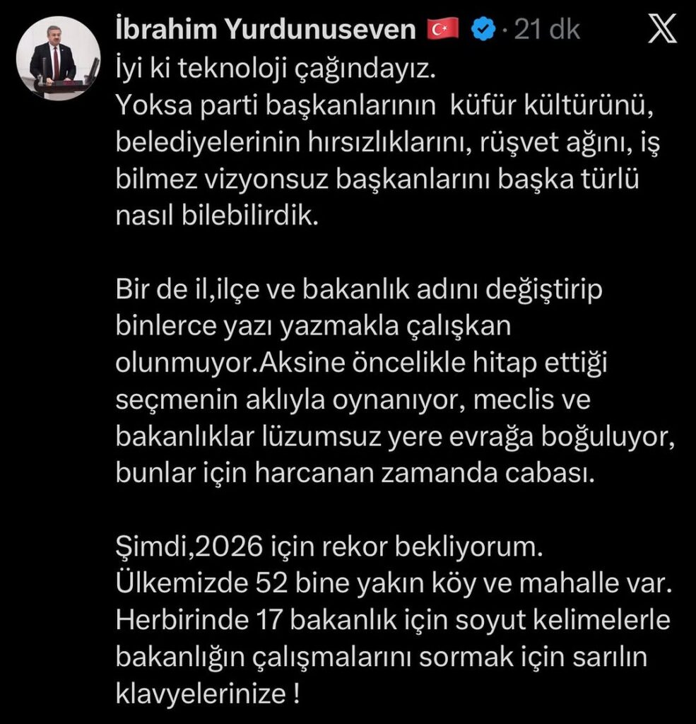 Ak Parti Milletvekili Yurdunuseven’den Teknoloji Çağına Dair Değerlendirme