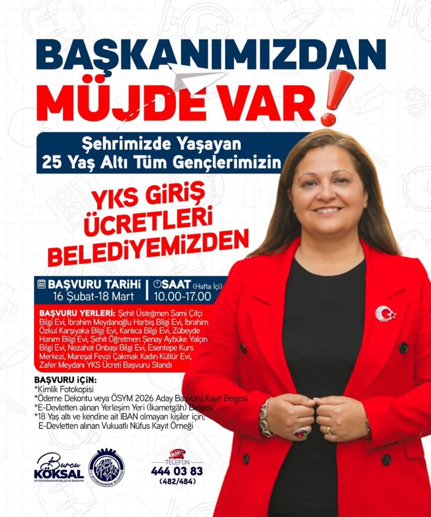 Afyonkarahisar Belediye Başkanı Burcu Köksal’dan Gençlere YKS Giriş Ücreti Müjdesi