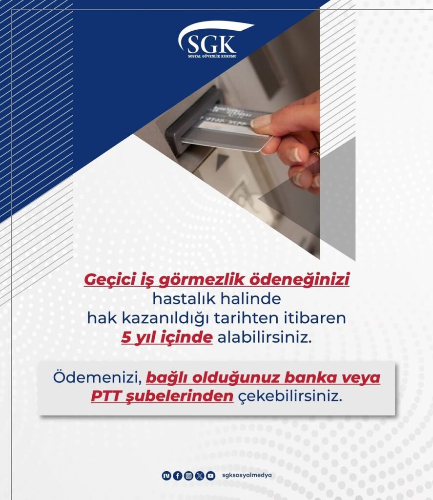 Geçici İş Göremezlik Ödeneği Başvurusu 5 Yıl İçinde Yapılmalı