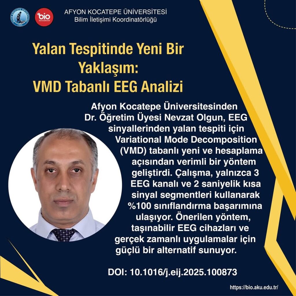Afyon Kocatepe Üniversitesi’nden Yalan Tespitinde Yeni Bir Yaklaşım: VMD Tabanlı EEG Analizi