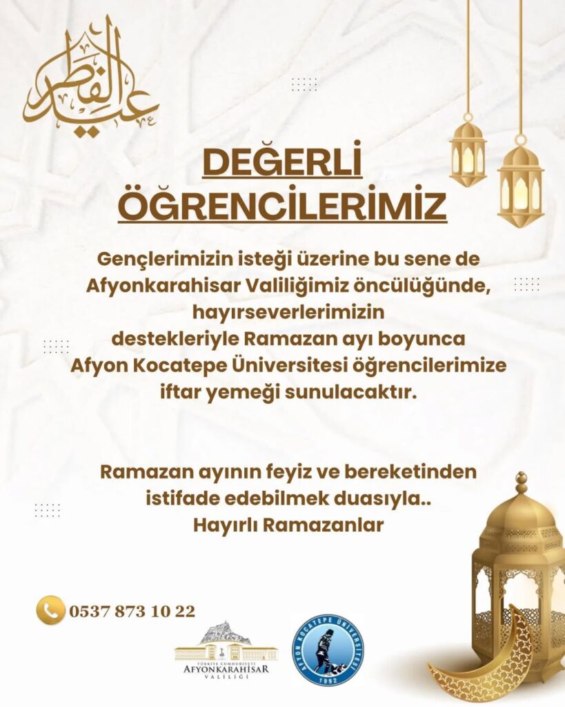 Afyonkarahisar Valisi Doç. Dr. Kübra Güran Yiğitbaşı’nın İftar Programı Duyurusu