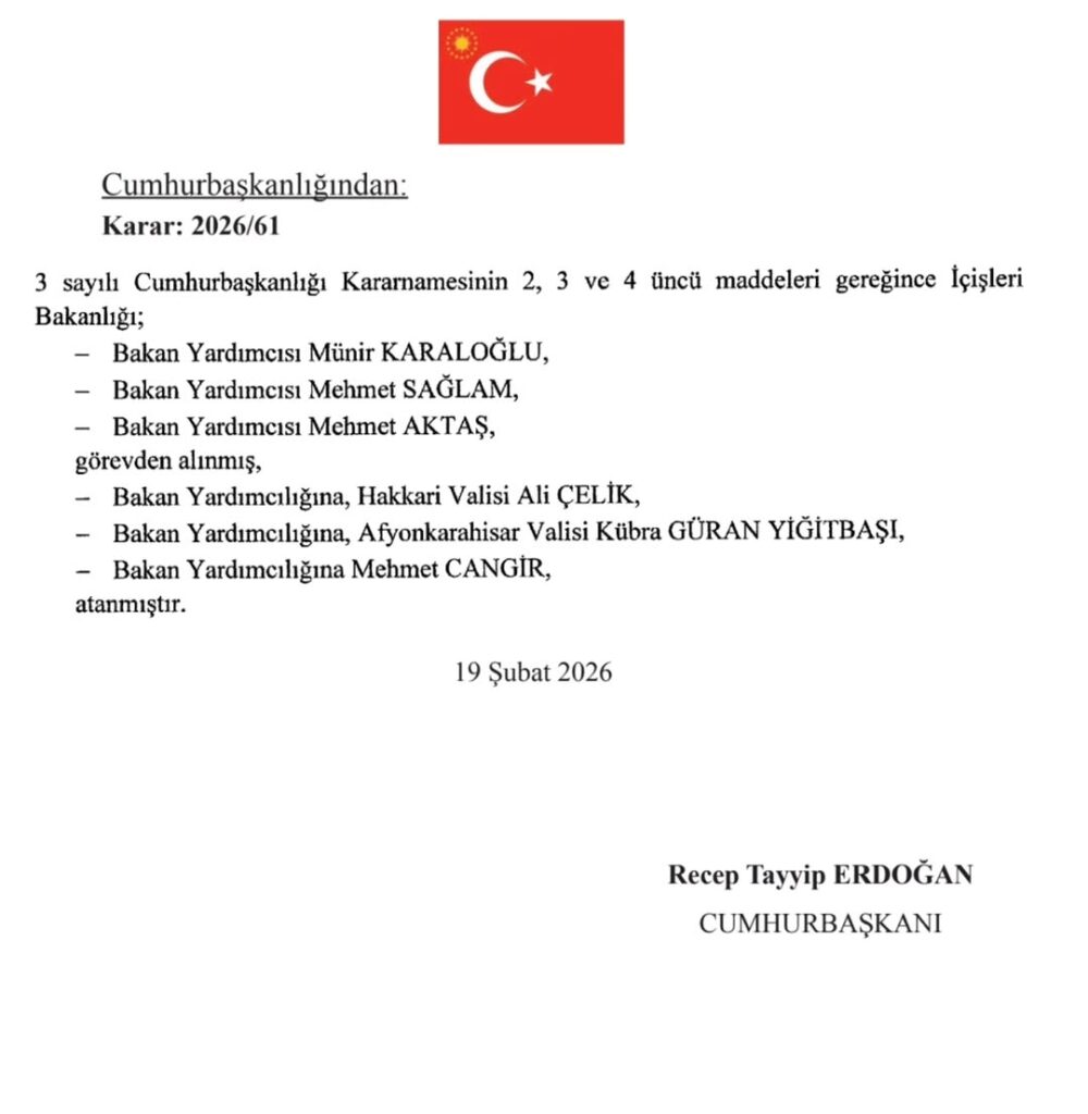 Cumhurbaşkanı Erdoğan’dan İçişleri Bakan Yardımcılığı atamasına ilişkin tebrik