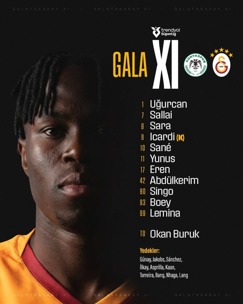 Galatasaray, T. Konyaspor Maçı İlk 11’ini ve Yedeklerini Açıkladı