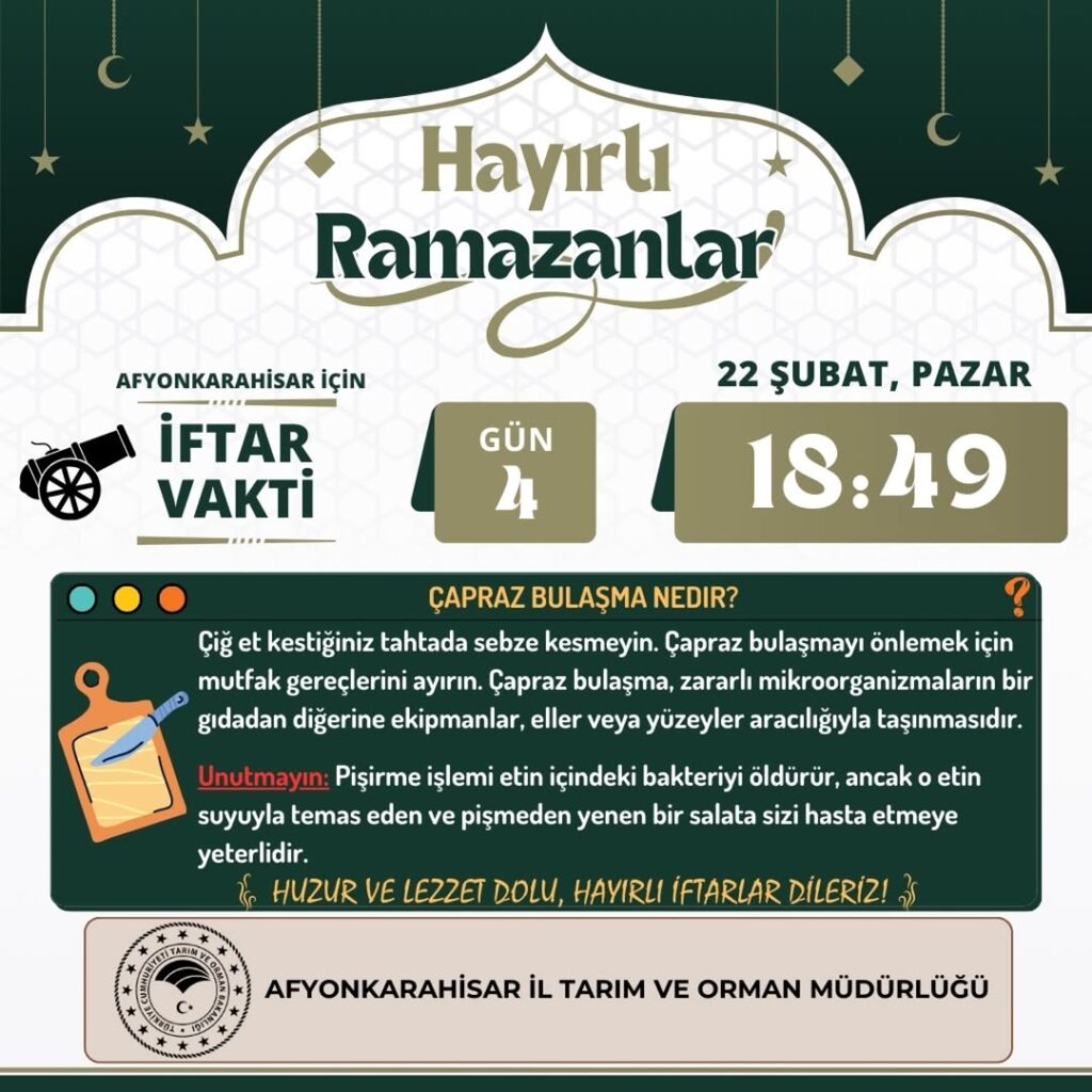 Afyonkarahisar İl Tarım Ve Orman Müdürlüğü’nden İftar Vakti Açıklaması