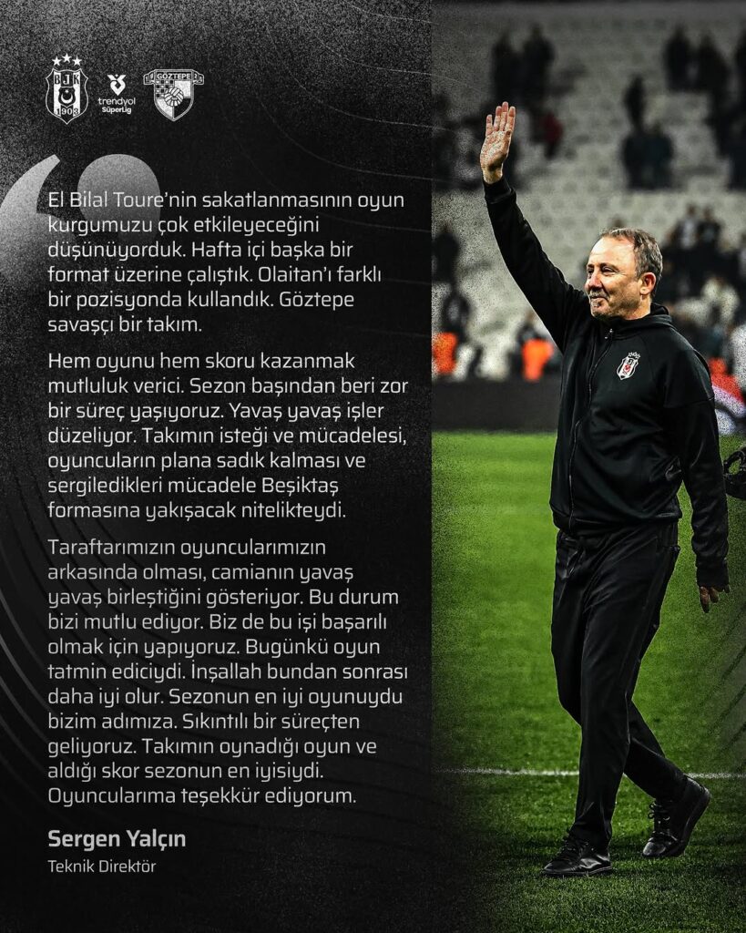 Sergen Yalçın’dan Göztepe Maçı Değerlendirmesi