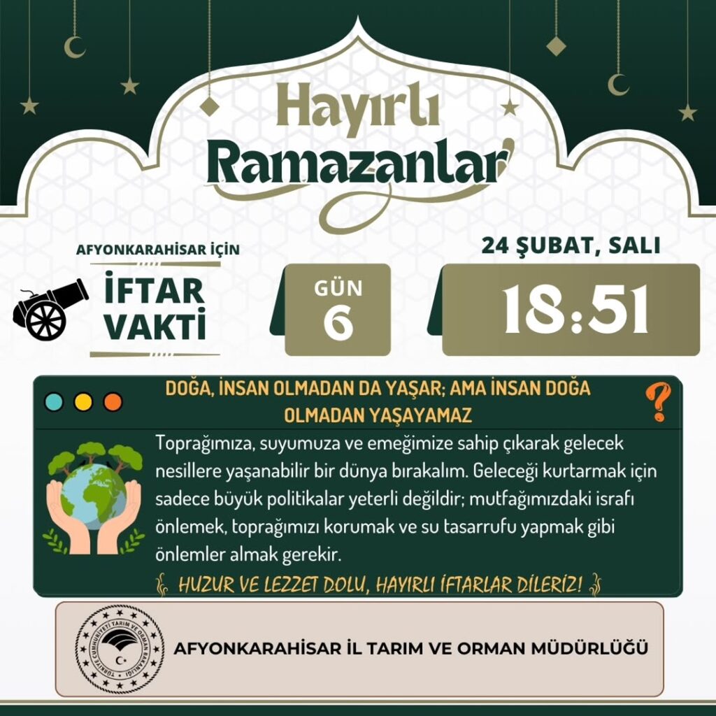 Afyonkarahisar’da Ramazan Ayı İftar Vakti Belirlendi