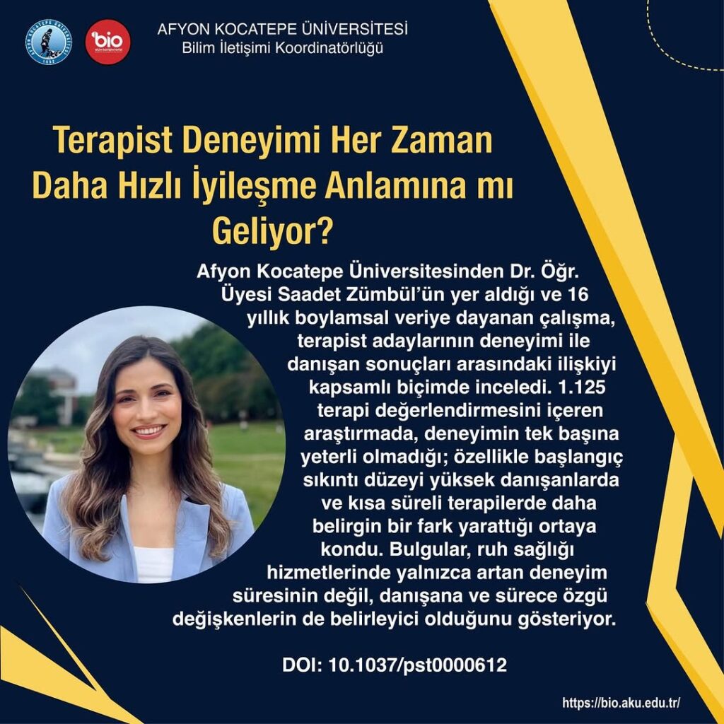 Terapist Deneyimi ve İyileşme İlişkisi: Afyon Kocatepe Üniversitesi Araştırması