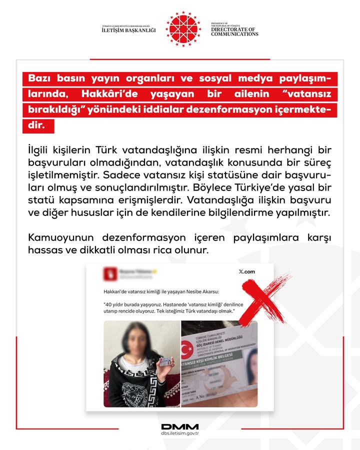 Hakkâri’de Vatansız Bırakıldığı İddiaları Yalanlandı