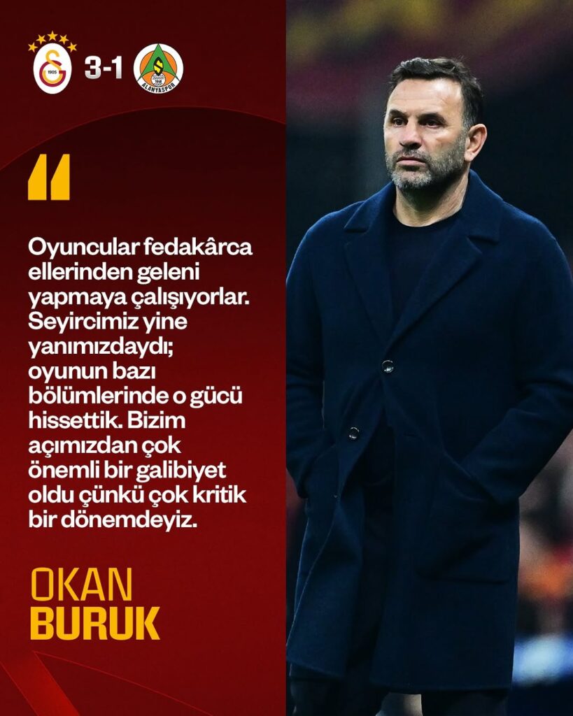 Galatasaray Teknik Direktörü Okan Buruk’un Maç Sonu Açıklamaları