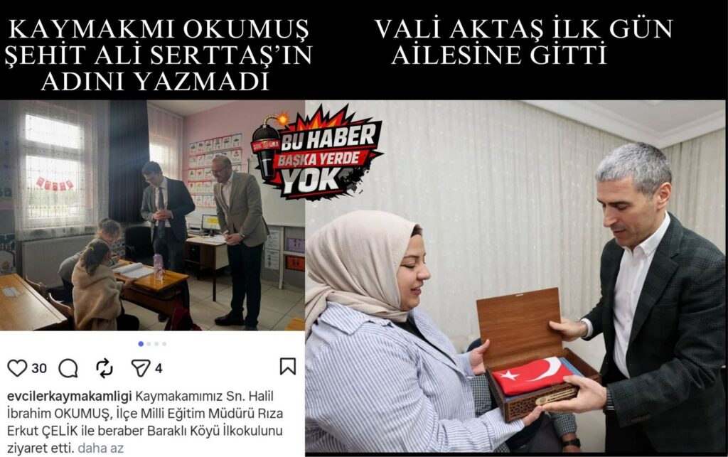 VALİNİN İLK İŞİ ŞEHİT AİLESİ OLURKEN KAYMAKAM ŞEHİT İSMİNİ ANMADI