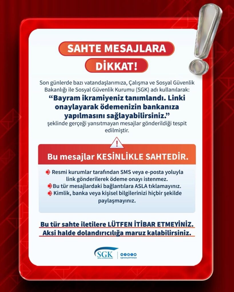 SAHTE MESAJLARA DİKKAT! Çalışma ve Sosyal Güvenlik Bakanlığı’ndan Uyarı