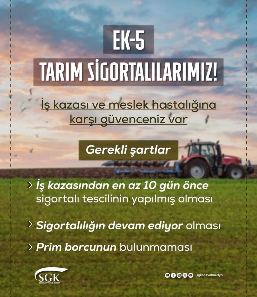 Afyonkarahisar SGK İl Müdürlüğü Tarafından Yapılan Açıklamaya Göre: EK-5 Tarım Sigortalılarının Önemi
