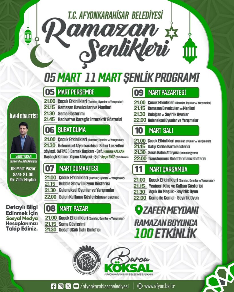 T.C. Afyonkarahisar Belediyesi Ramazan Şenliklerinde Üçüncü Haftaya Hazır!