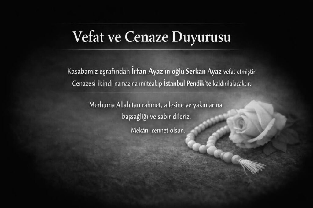 Afyonkarahisar AhmetPaşa Belediyesi’nden Vefat ve Cenaze Duyurusu