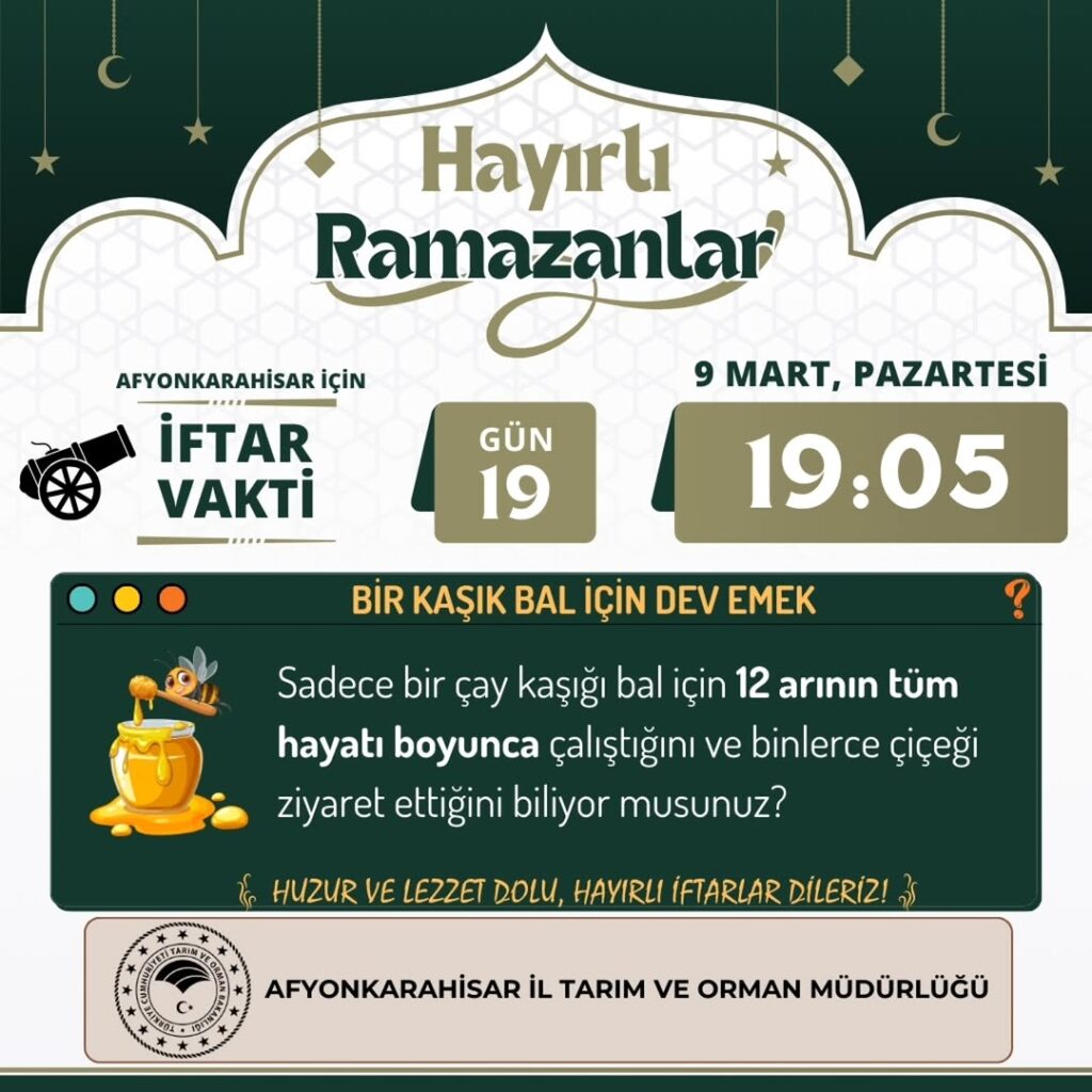 Afyonkarahisar’da Ramazan Ayı Boyunca İftar Vakitleri Açıklandı