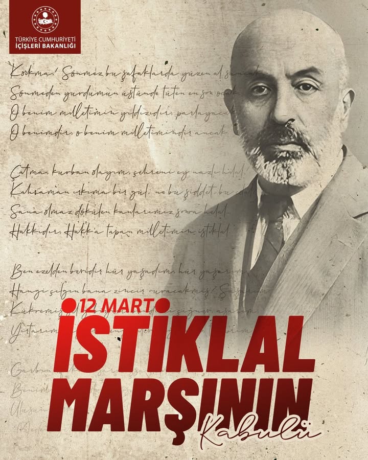 Türkiye Cumhuriyeti İçişleri Bakanlığı’ndan İstiklal Marşı Paylaşımı