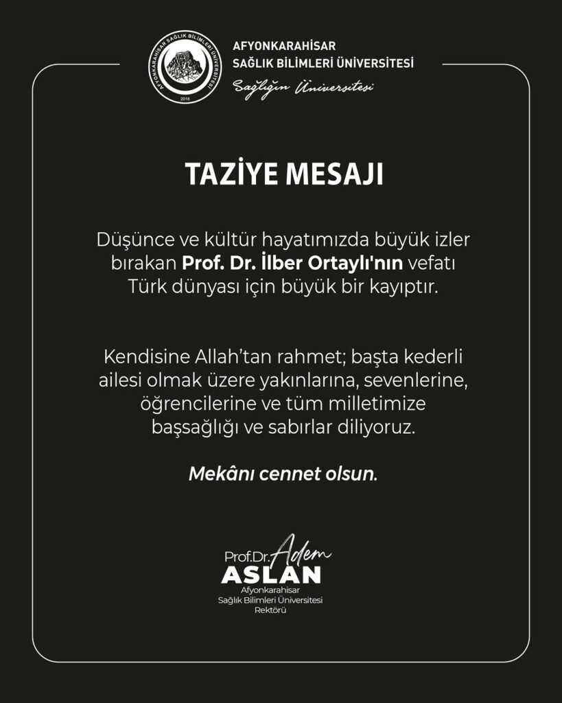 Afyonkarahisar Sağlık Bilimleri Üniversitesi AFSÜ’den Taziye Mesajı