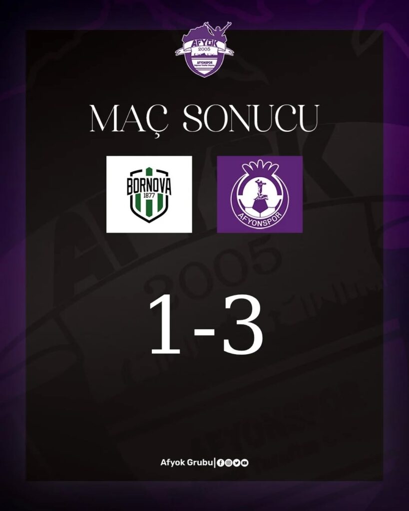 Afyonspor Deplasmanda Bornova 1877’yi 3-1 Mağlup Etti