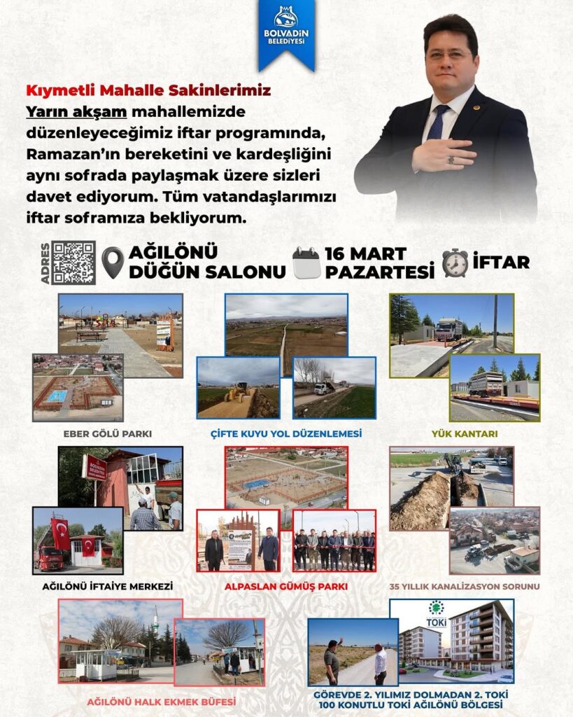 Bolvadin Belediye Başkanı Derviş Aynacı, Yarın Ağılönü’nde İftar Programı Düzenleyecek