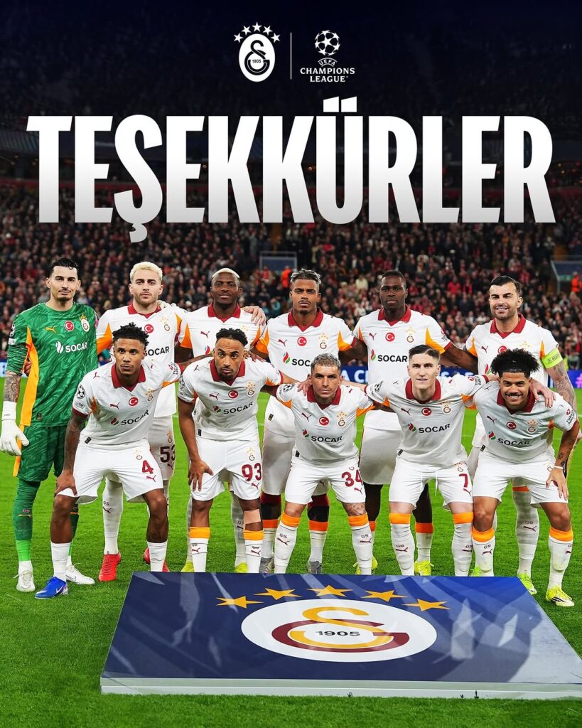 Galatasaray’a Şampiyonlar Ligi’nde Gösterdikleri Mücadele İçin Teşekkürler