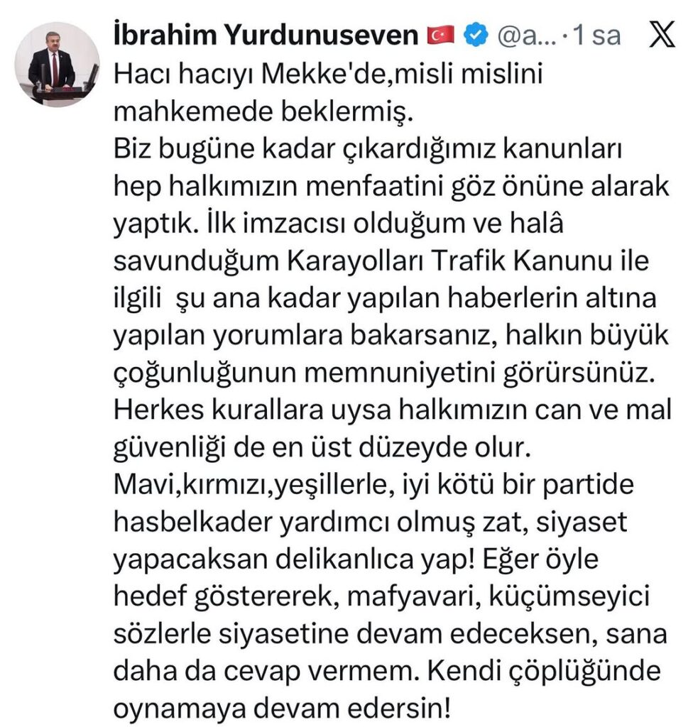 Ak Parti Milletvekili İbrahim Yurdunuseven’den Trafik Kanunu Açıklaması