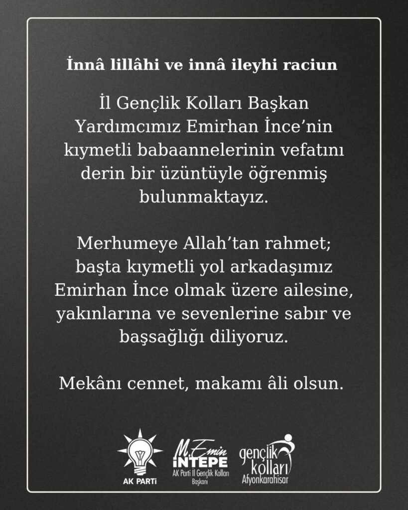 Ak Parti Afyonkarahisar İl Gençlik Kolları Başkan Yardımcısının Acı Kaybı