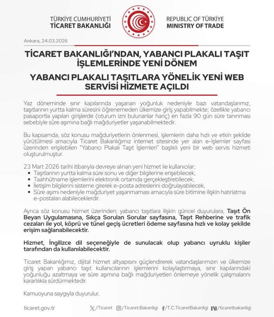 Yabancı Plakalı Taşıt İşlemleri