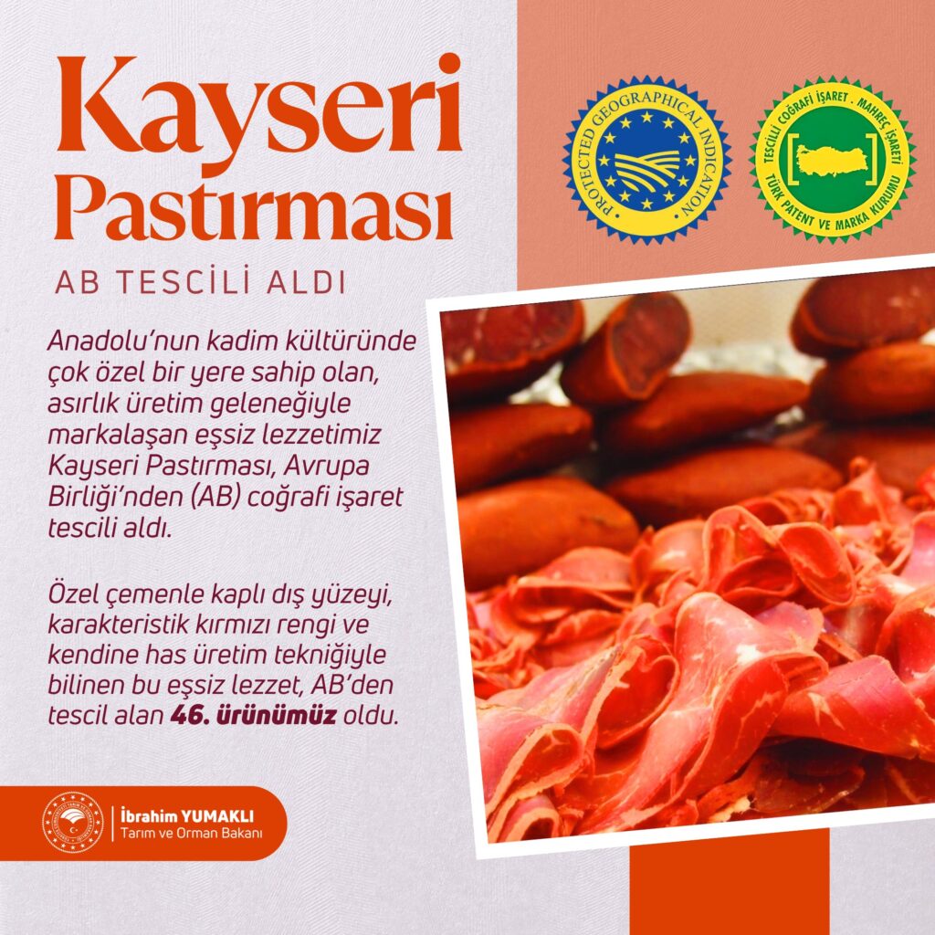 Kayseri Pastırması Avrupa’da Tescillendi
