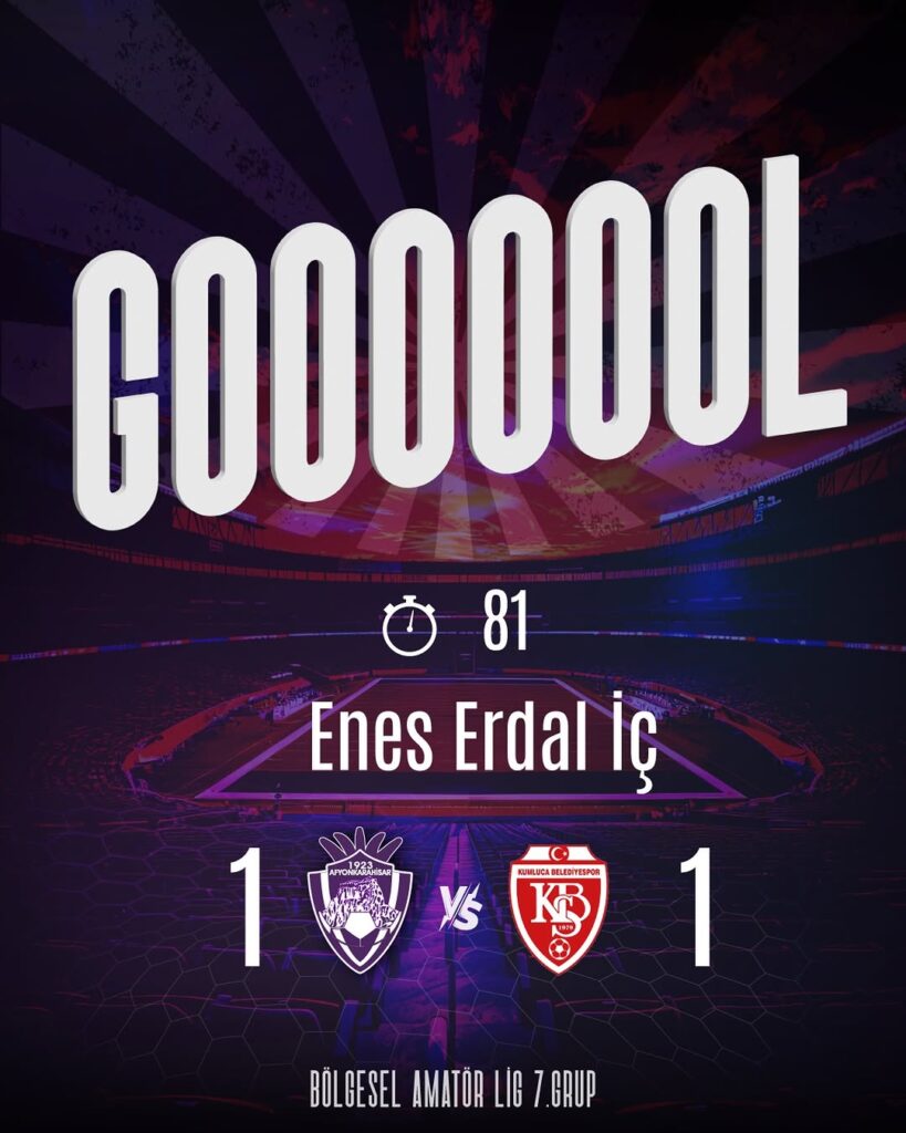 1923 Afyonkarahisar Spor Kulübü Resmi Hesabından Enes Erdal İç’in Attığı Gol Paylaşımı