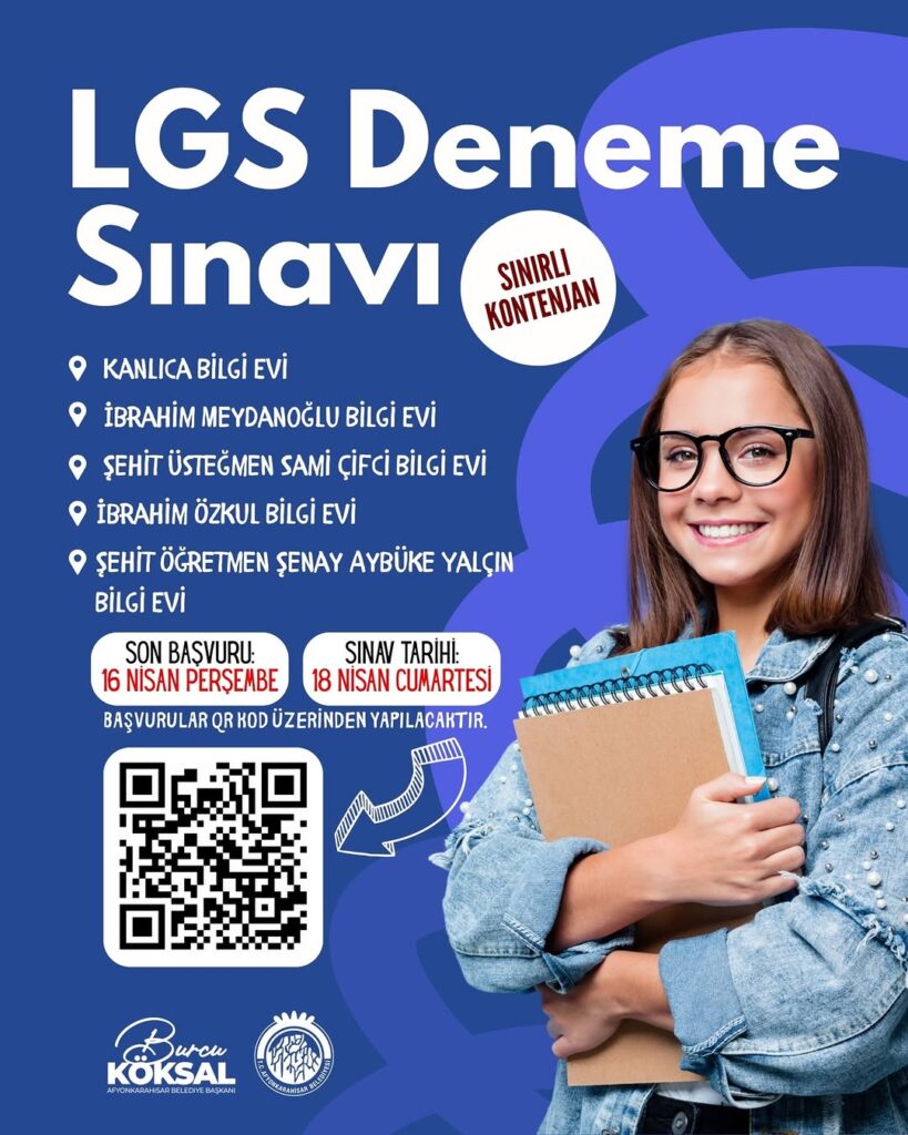 T.C. Afyonkarahisar Belediyesi Bilgi Evlerinde Ücretsiz LGS Deneme Sınavları Düzenliyor