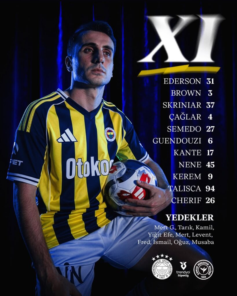 Fenerbahçe’nin Çaykur Rizespor Maçı İlk 11’i Belli Oldu