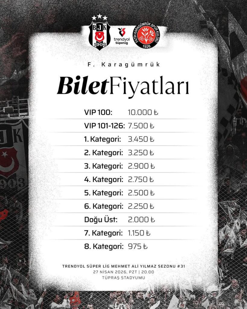 Beşiktaş, Fatih Karagümrük Maçı Biletleri Hakkında Bilgilendirme