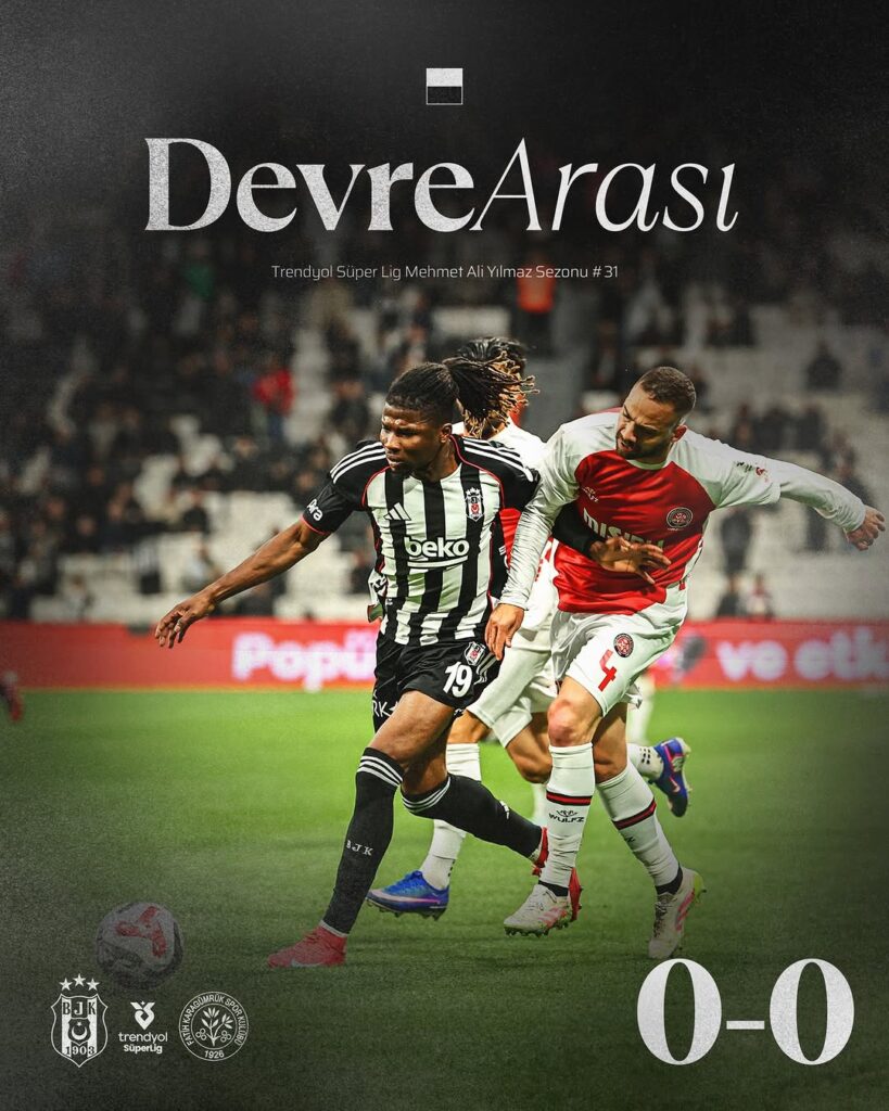 Beşiktaş 0-0 Fatih Karagümrük Maçında İlk Yarı Bitti