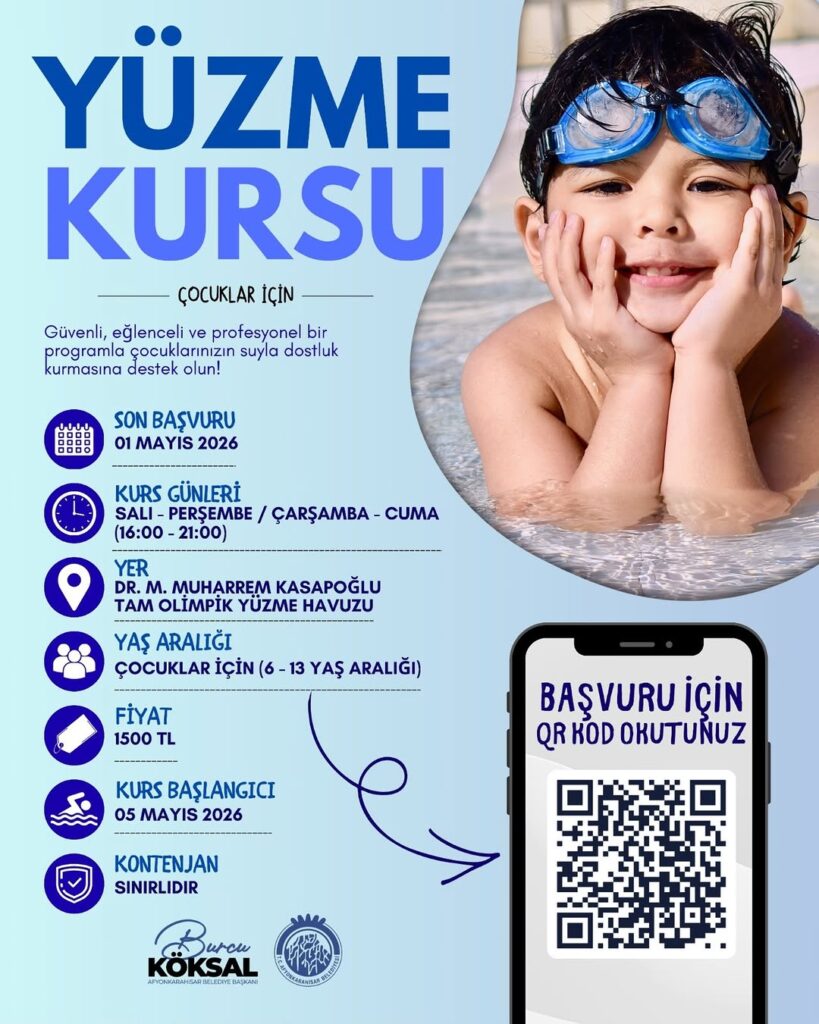 Afyonkarahisar Belediyesi’nden Yüzme Kursu Duyurusu