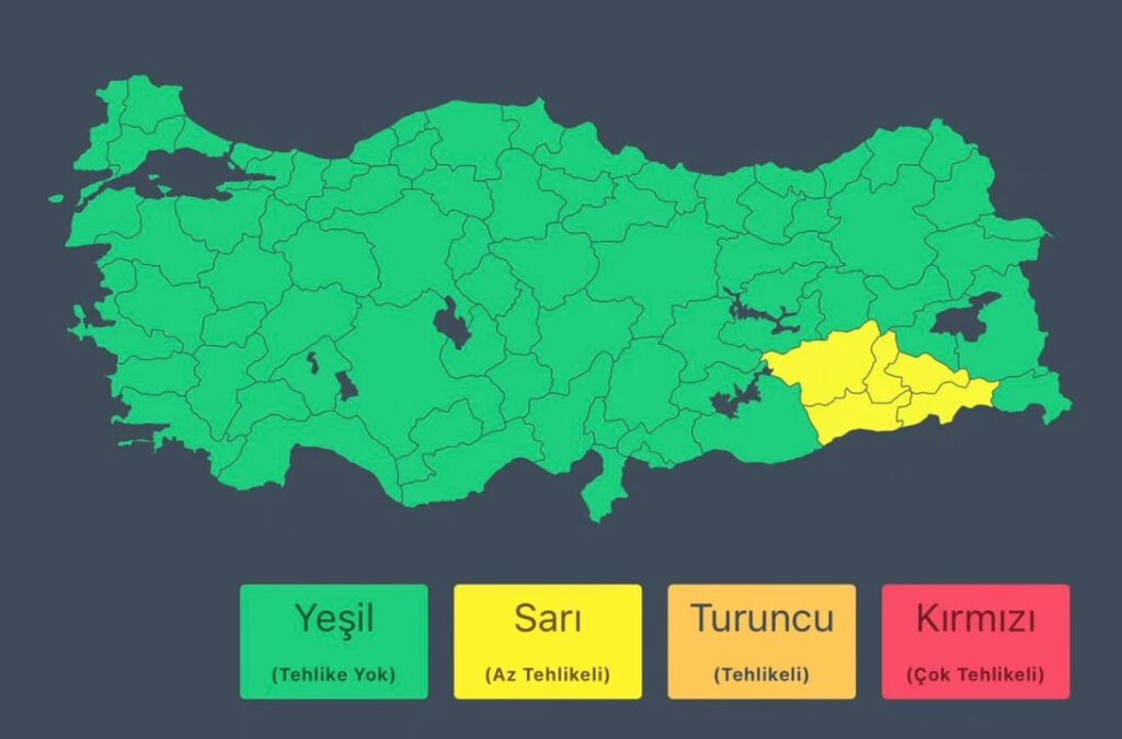 Meteoroloji Genel Müdürlüğü’nden Alınan Son Bilgilere Göre Hava Durumu Uyarısı