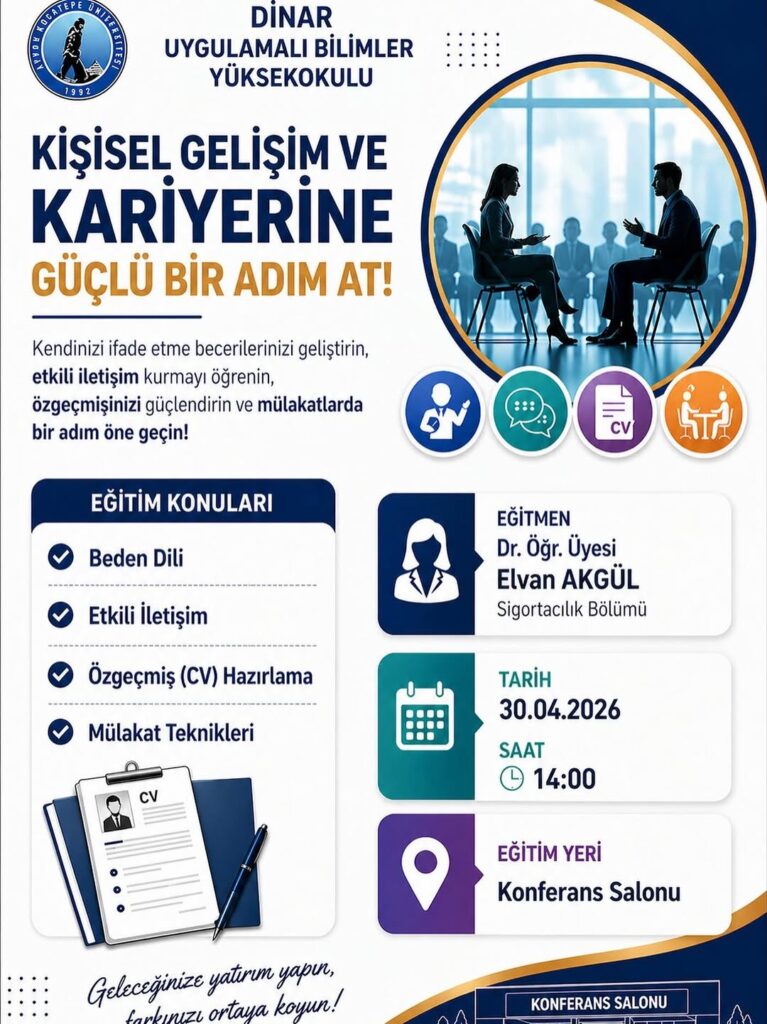 Afyon Kocatepe Üniversitesi’nden Kişisel Gelişim ve Kariyer Konulu Etkinlik