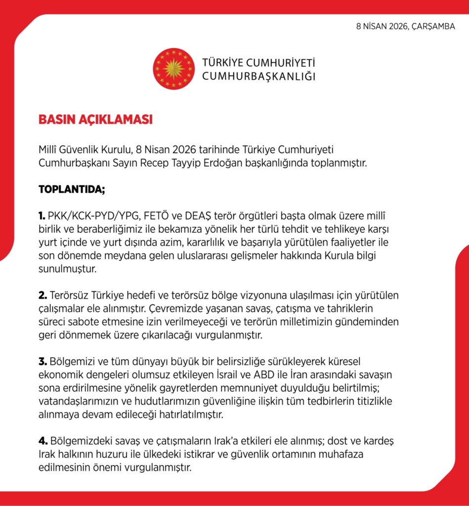 MGK’dan uluslararası güvenlik ortamına dair açıklama