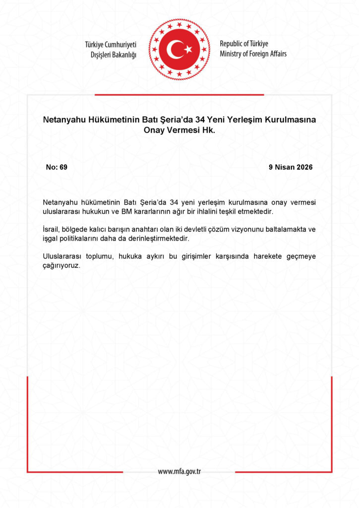 Netanyahu Hükümeti Batı Şeria’da 34 Yeni Yerleşim Onayı Verdi